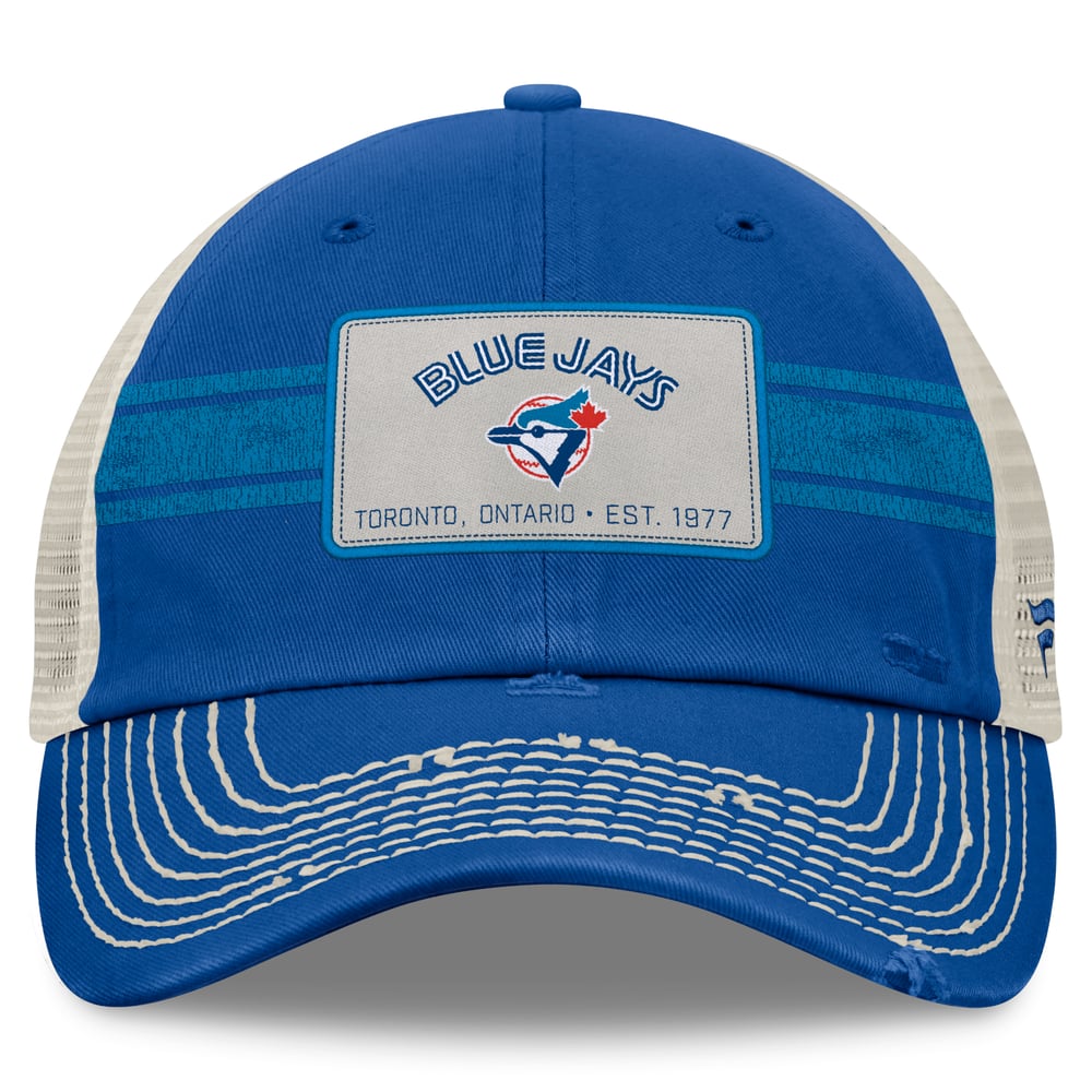 Men's Toronto Blue Jays Fanatics Royal/Natural Heritage Stripe Trucker ...