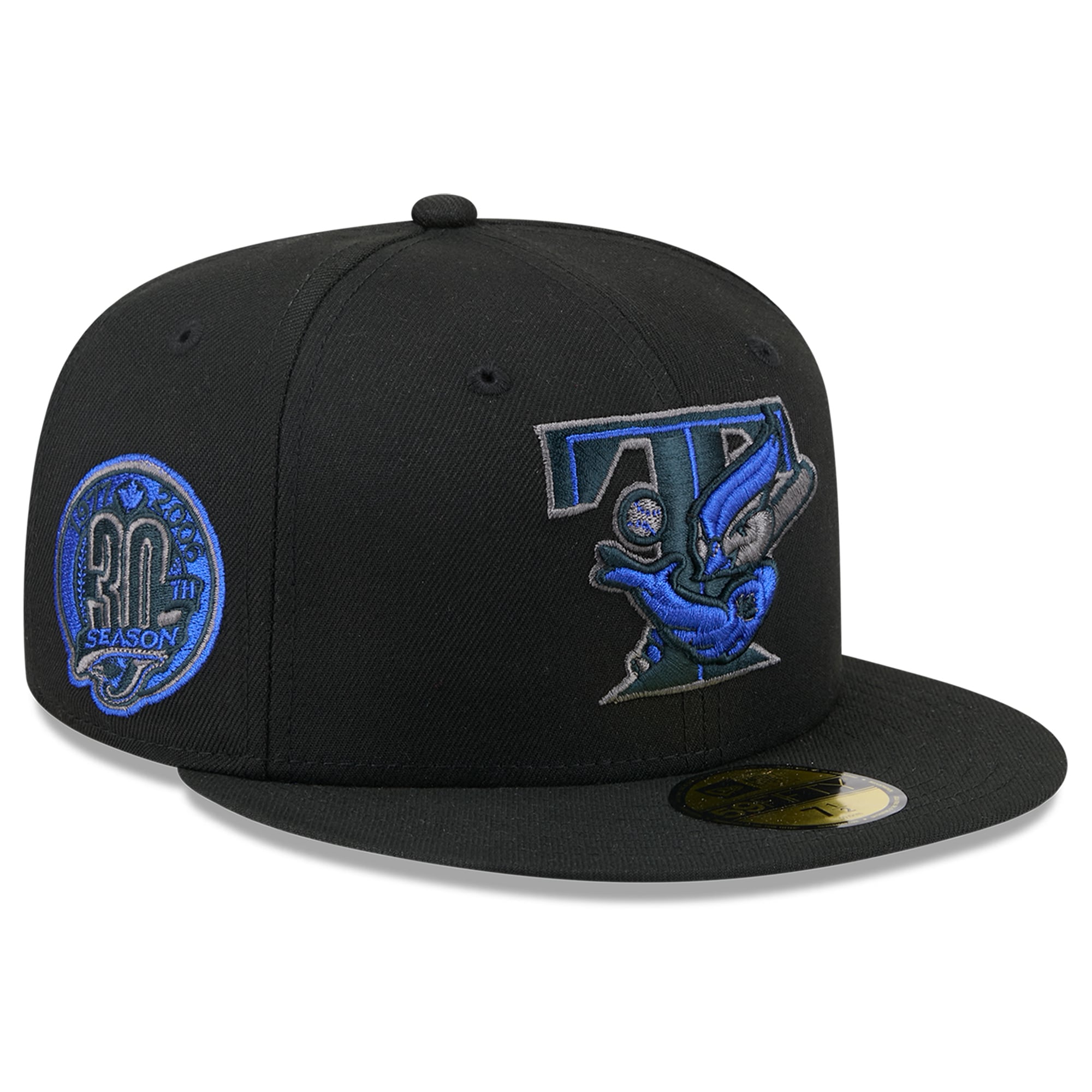 Men's Toronto Blue Jays New Era Black Color Pop 59FIFTY Fitted Hat