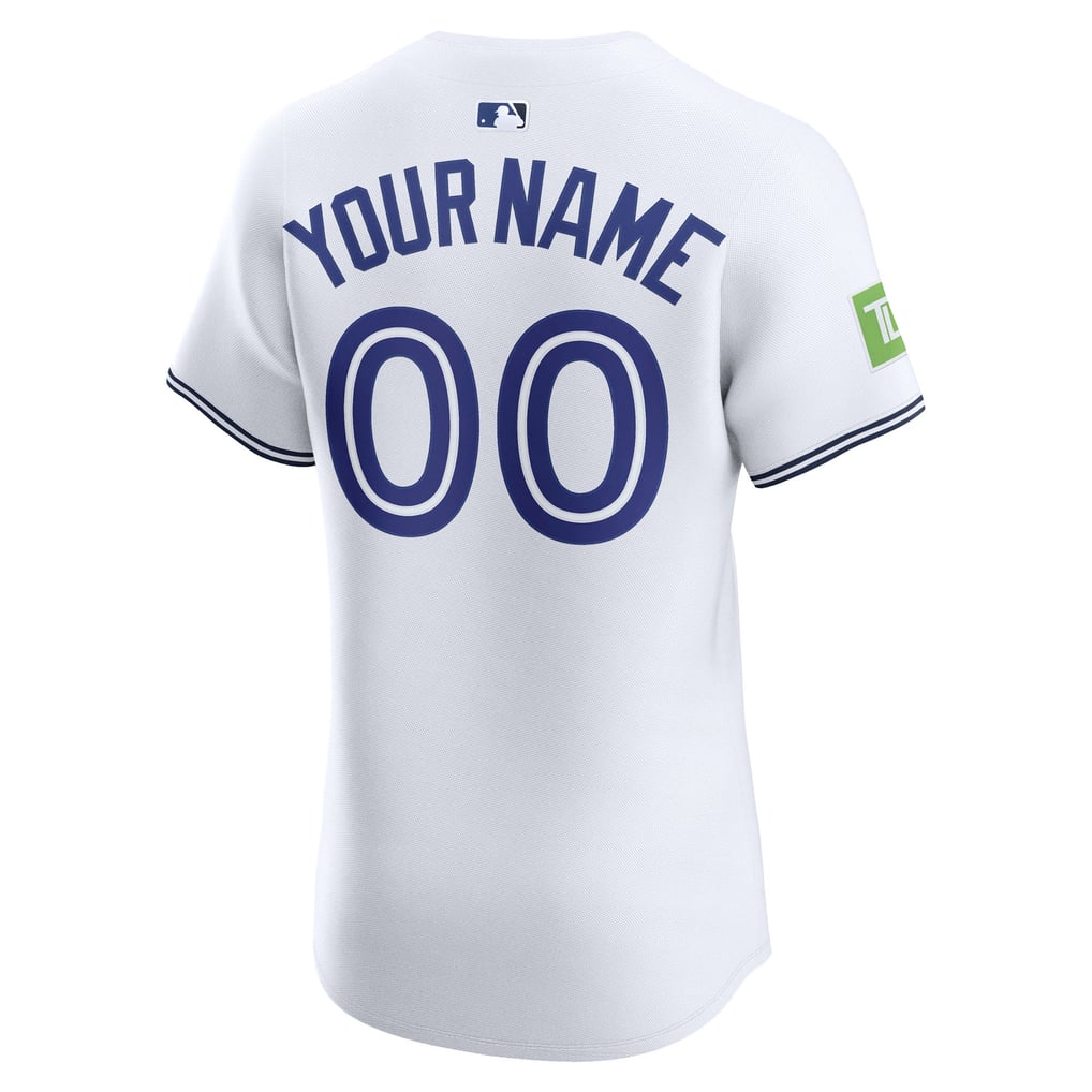 Men's Toronto Blue Jays Nike White Home Elite Sponsor Patch Custom Jersey