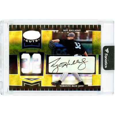 Roy Halladay Toronto Blue Jays Autographed 2004 Donruss Leaf Certified Cuts Game Used Jersey Relics #195 #20/32 Card