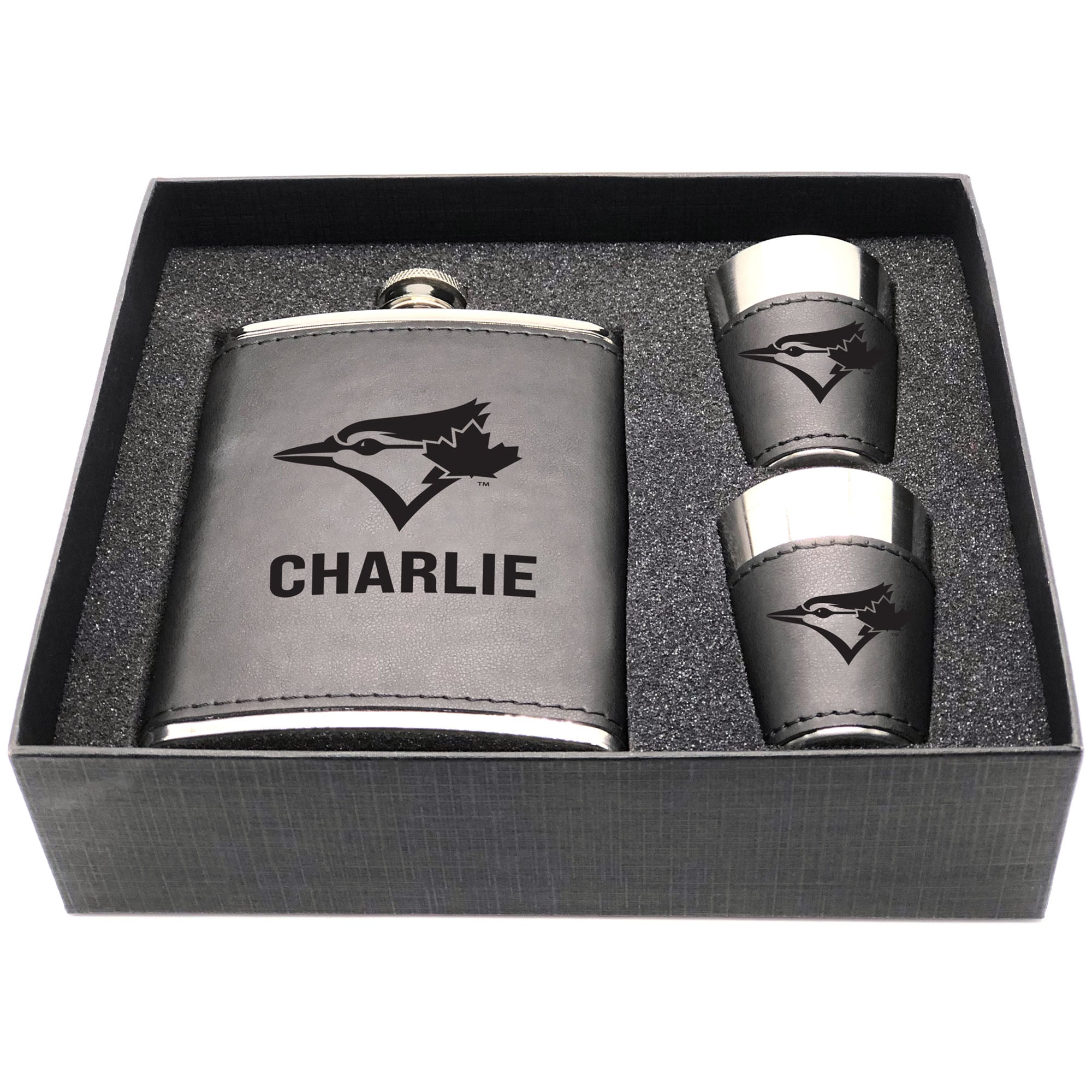 Toronto Blue Jays Personalized Shot and Flask Set