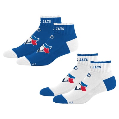  Toronto Blue Jays Starter Unisex Two-Pack Front & Center Quarter Length Socks