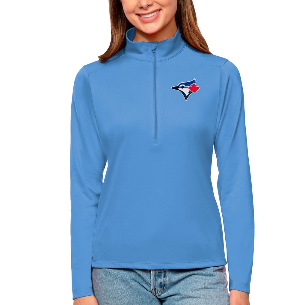 Toronto Blue Jays Antigua Women's Tribute Quarter-Zip Pullover Top - Powder Blue