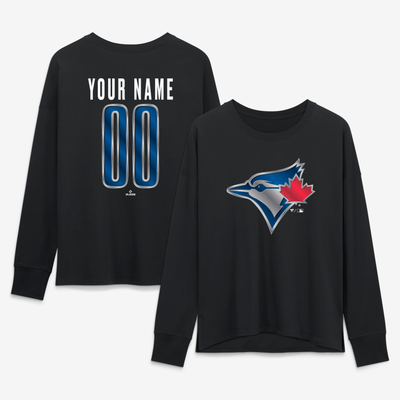 Toronto Blue Jays Women's Forged Mascot Personalized Name & Number Long Sleeve T-Shirt - Black