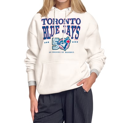  Toronto Blue Jays Starter Women's Milestone Star Anniversary Fleece Hoodie - Cream