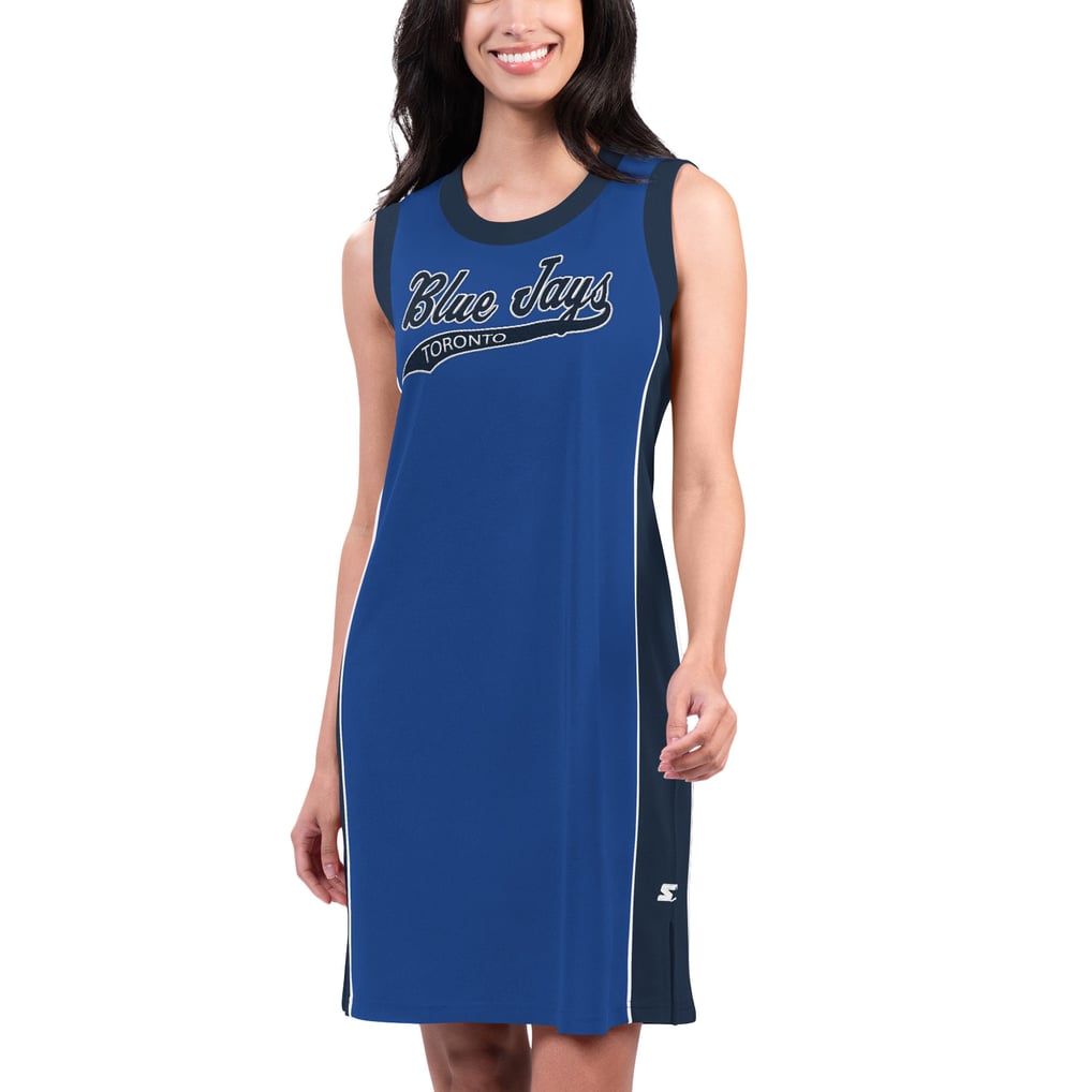 blue jays dress Women's Toronto Starter Royal Slam Dunk Tank Sneaker neck spaghetti strap dress closed toe shoes AIMEE BACKLESS KNITTED DRESS Size:XL (34-35 sleeve length)