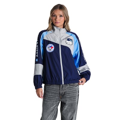 Toronto Blue Jays The Wild Collective Women's Hello Kitty Colorblock Full-Zip Track Jacket - Navy/Gray