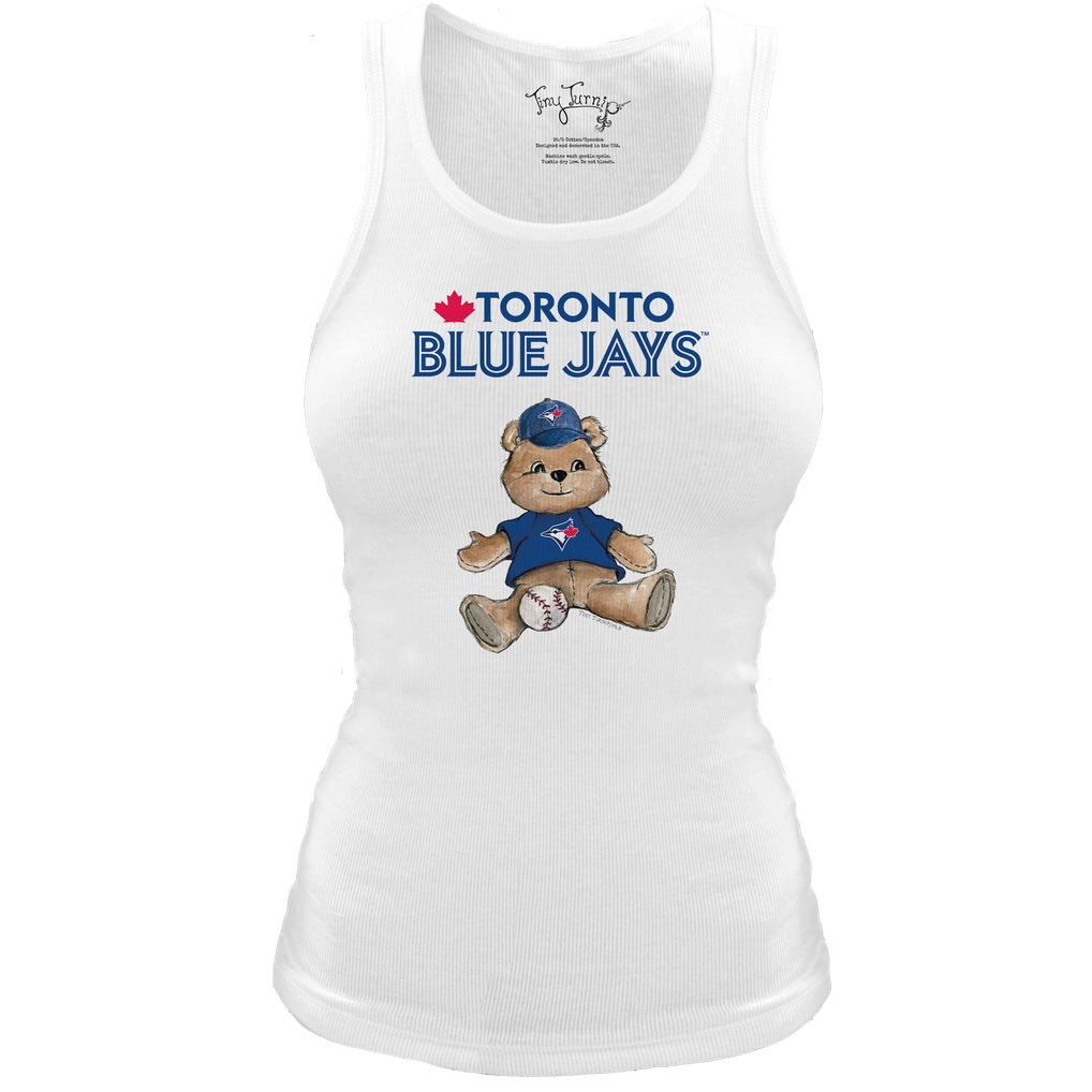 Toronto Blue Jays Tiny Turnip Women's Fitted Teddy Bear Tri-Blend Tank Top - White