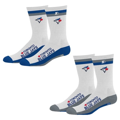 Toronto Blue Jays Starter Youth Starter Stripe Top End Two-Pack Crew Socks Set - White
