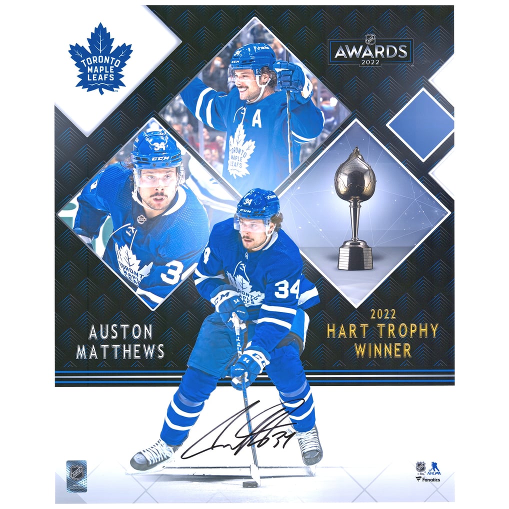 Auston Matthews Toronto Maple Leafs Fanatics Authentic Autographed 16'' x 20'' 2022 Hart Trophy Winner Stylized Photograph