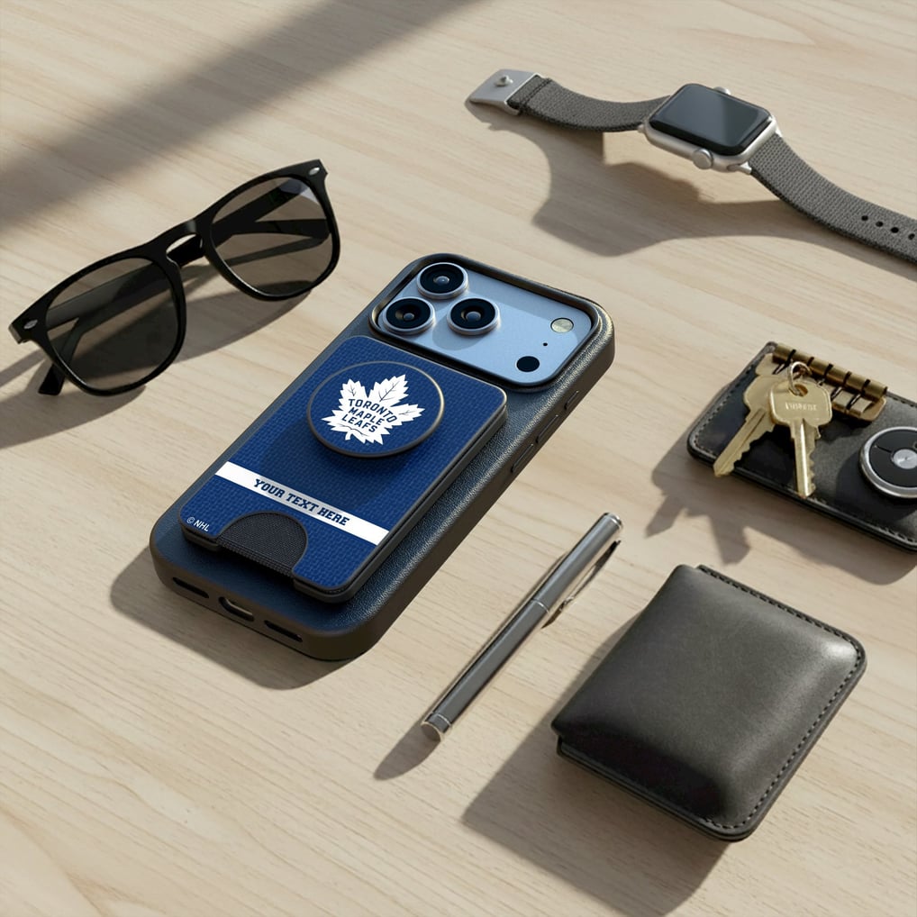 Toronto Maple Leafs Keyscaper Personalized Solid PopSockets Magnetic Wallet