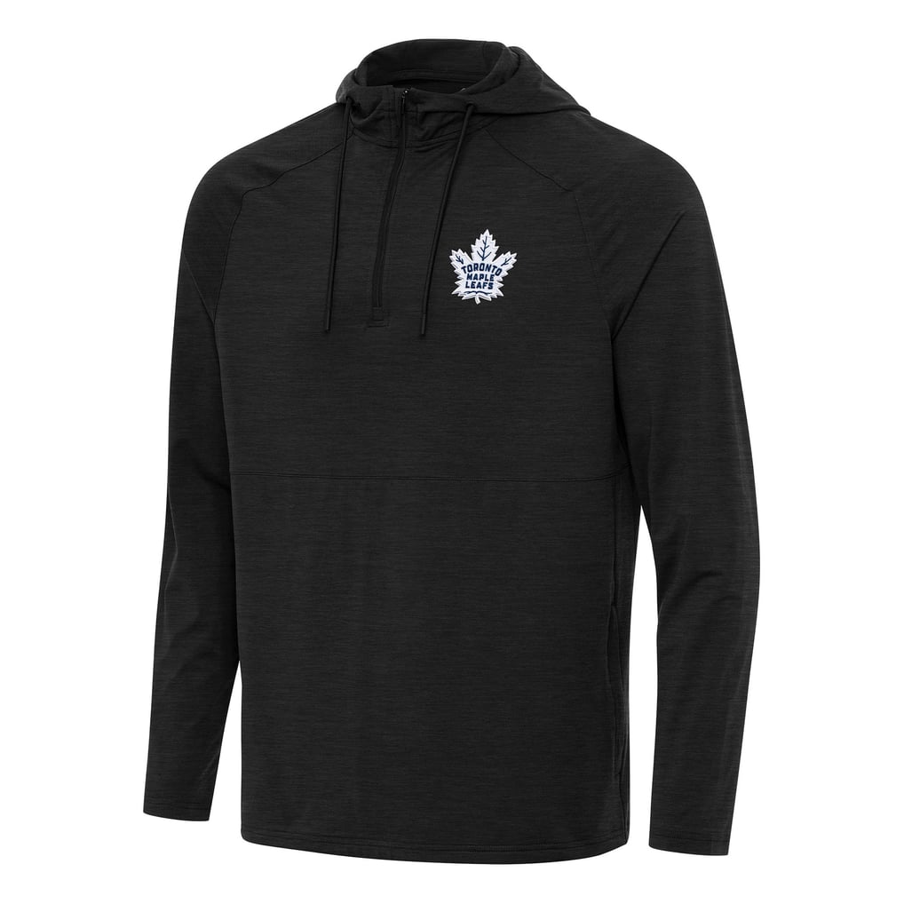 Toronto Maple Leafs Antigua Spikes Quarter-Zip Hoodie - Heather Black