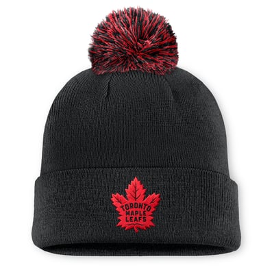 Toronto Maple Leafs Fanatics Canada Military Appreciation Authentic Pro Cuffed Knit Hat with Pom - Black