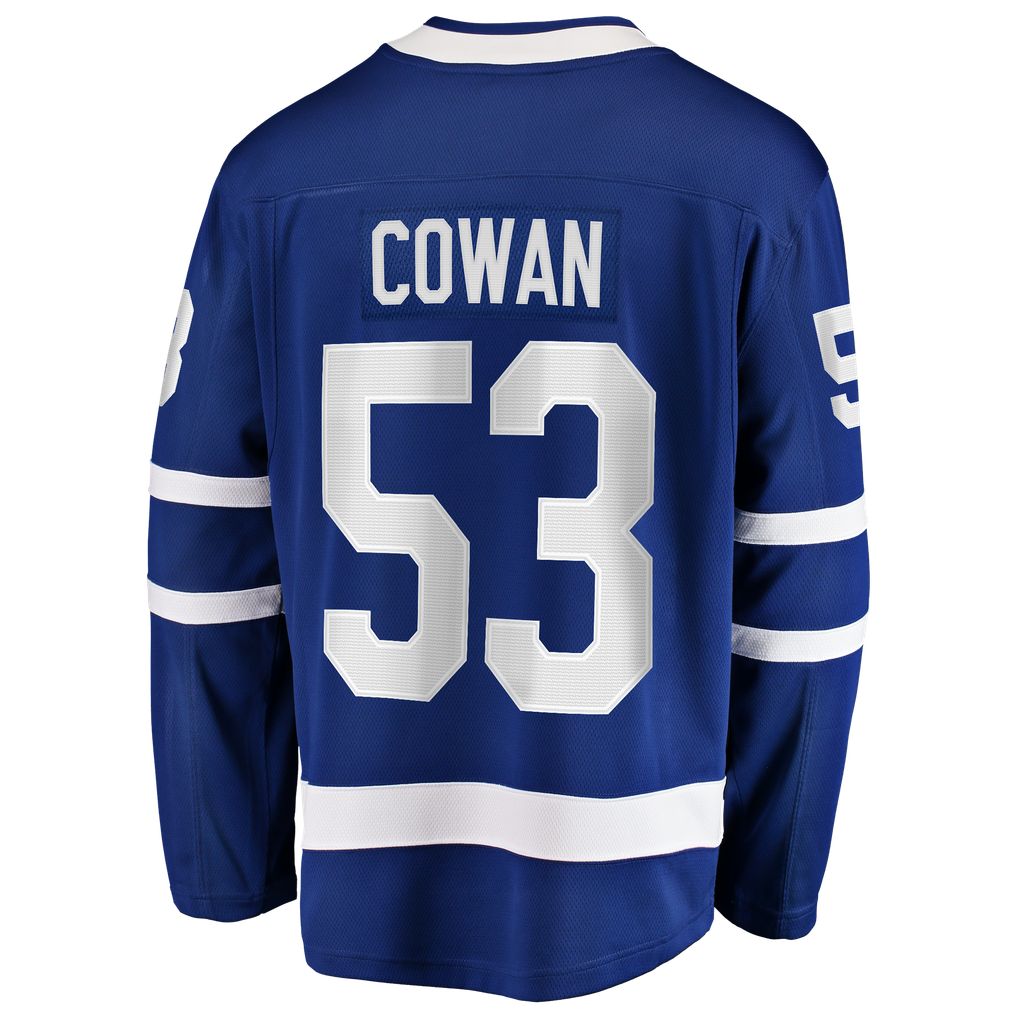 Men's Toronto Maple Leafs Easton Cowan Fanatics Blue Home Breakaway Jersey