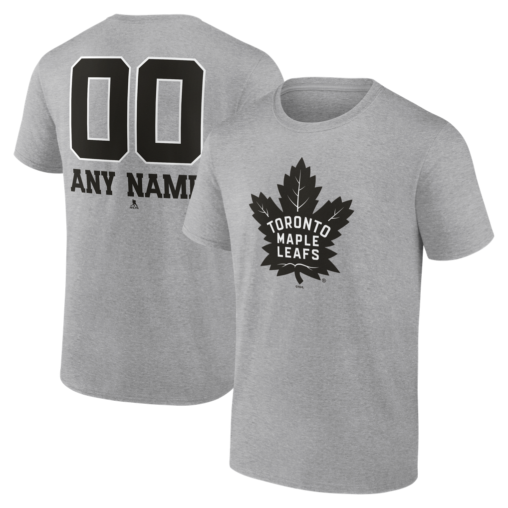 Toronto Maple Leafs Big & Tall Personalized Name & Number Monochrome T-Shirt - Gray