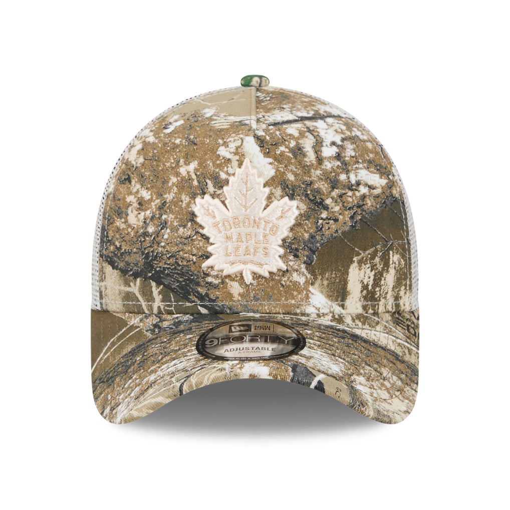 Toronto Maple Leafs New Era Real Tree A-Frame 9FORTY Adjustable Trucker Hat - Camo
