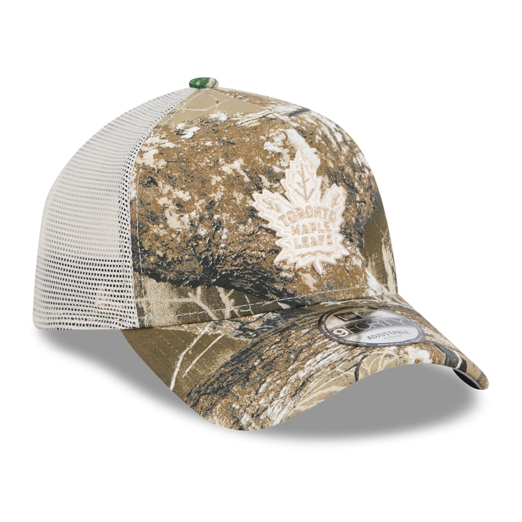 Toronto Maple Leafs New Era Real Tree A-Frame 9FORTY Adjustable Trucker Hat - Camo