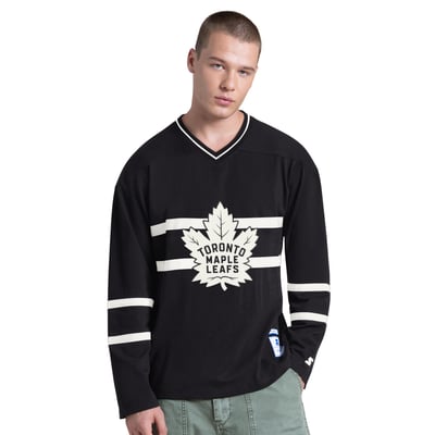 Toronto Maple Leafs Starter Line Up Long Sleeve V-Neck T-Shirt - Black