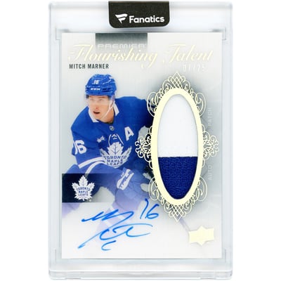 Mitch Marner Toronto Maple Leafs Autographed 2023-24 Upper Deck Premier Flourishing Talent Game Used Dual-Color Jersey Relic #FT-MM #7/25 Card