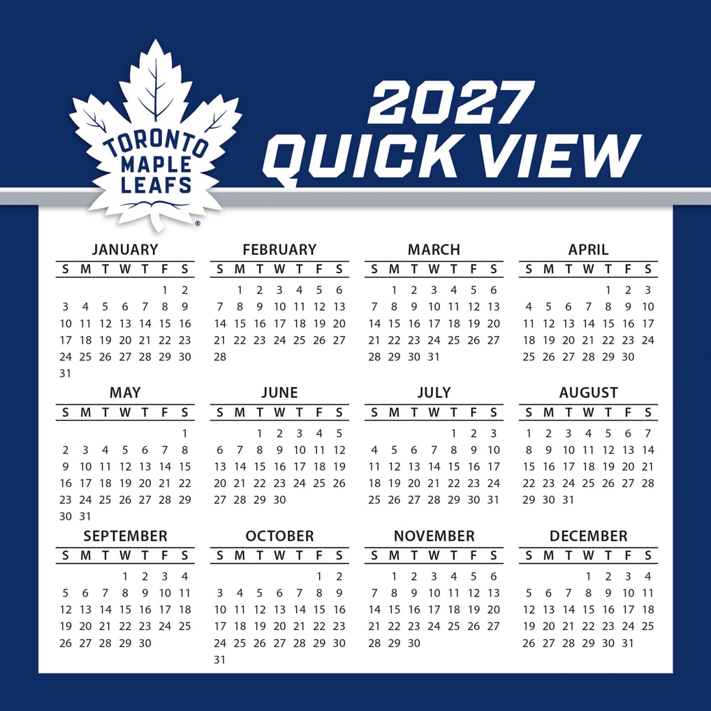 Toronto Maple Leafs 2027 Box Calendar