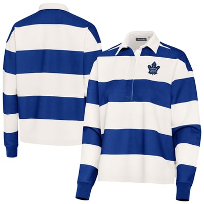 Toronto Maple Leafs Antigua Women's Banner Rugby Long Sleeve Polo - Blue/White