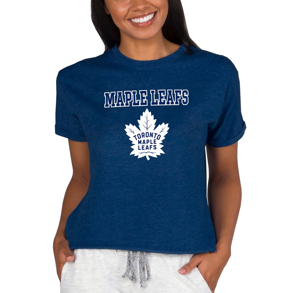 Toronto Maple Leafs Concepts Sport Women's Tri-Blend Mainstream Terry Short Sleeve Sweatshirt Top - Navy