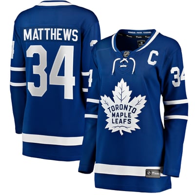 Auston Matthews Toronto Maple Leafs Fanatics Women's Captain Patch Home Breakaway Player Jersey - Blue