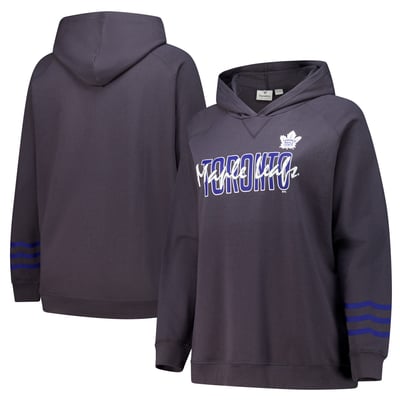 Toronto Maple Leafs Fanatics Women's Plus Size Lightweight Fleece Raglan Pullover Hoodie - Charcoal