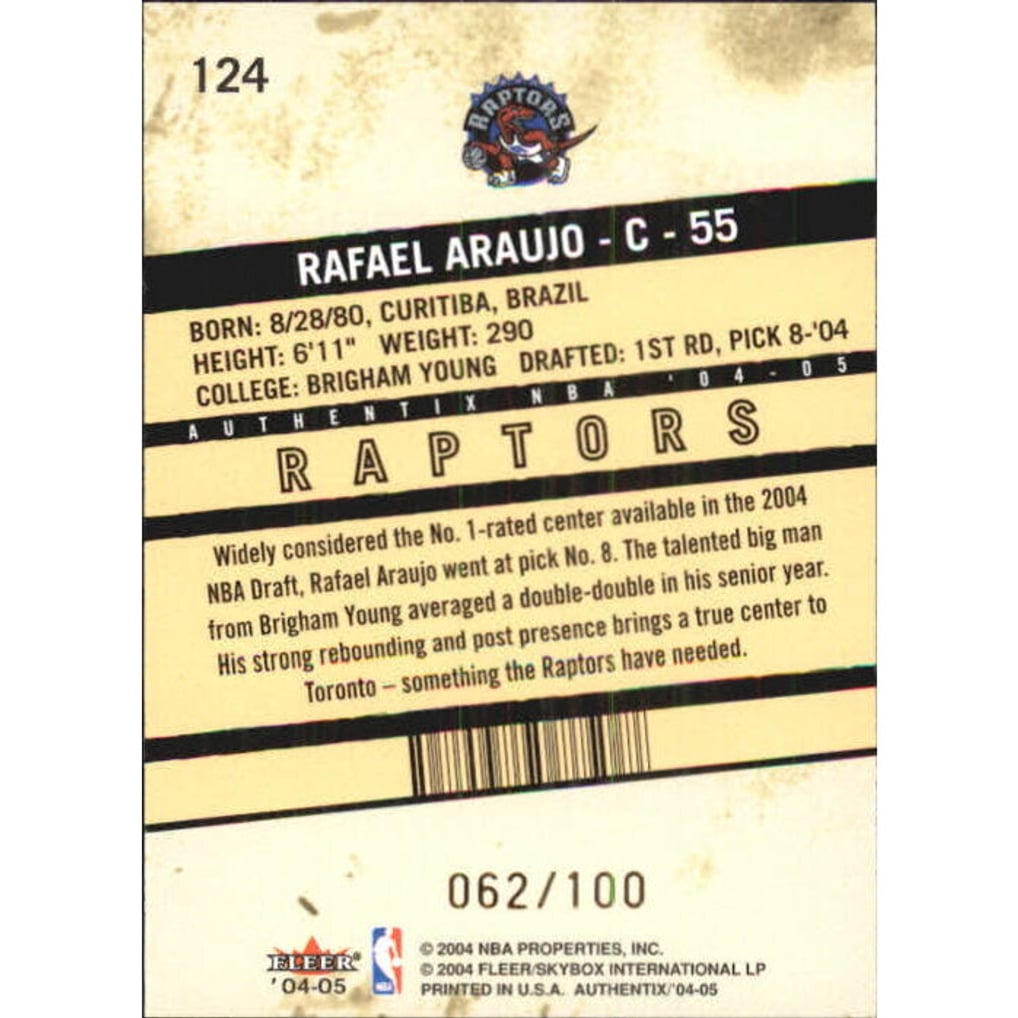 2004-05 Fleer Authentix Parallel 100 #124 Rafael Araujo