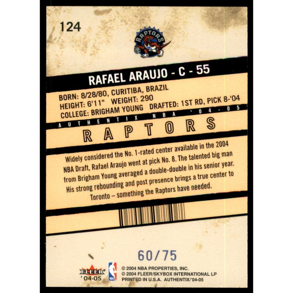 2004-05 Fleer Authentix Parallel 75 #124 Rafael Araujo