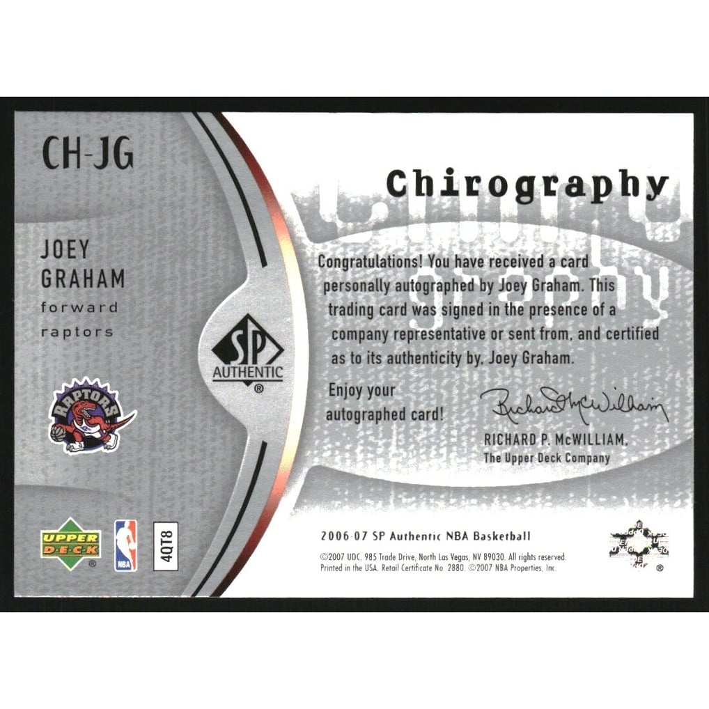 2006-07 SP Authentic Chirography #JG Joey Graham