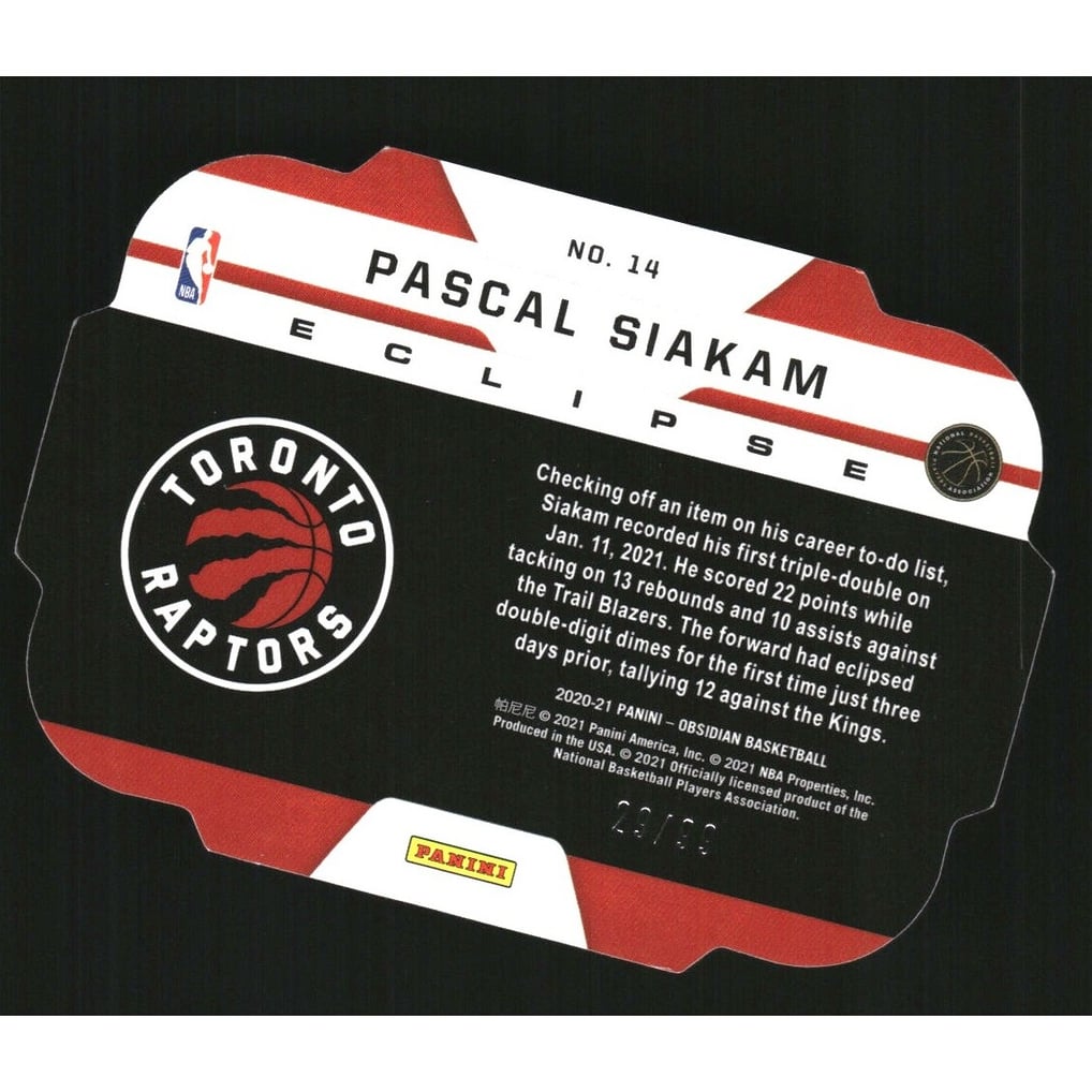 2020-21 Panini Obsidian Eclipse #14 Pascal Siakam