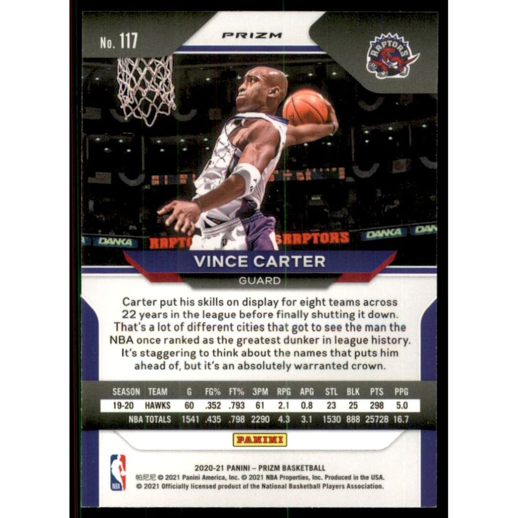 2020-21 Panini Prizm Prizms Ruby Wave #117 Vince Carter