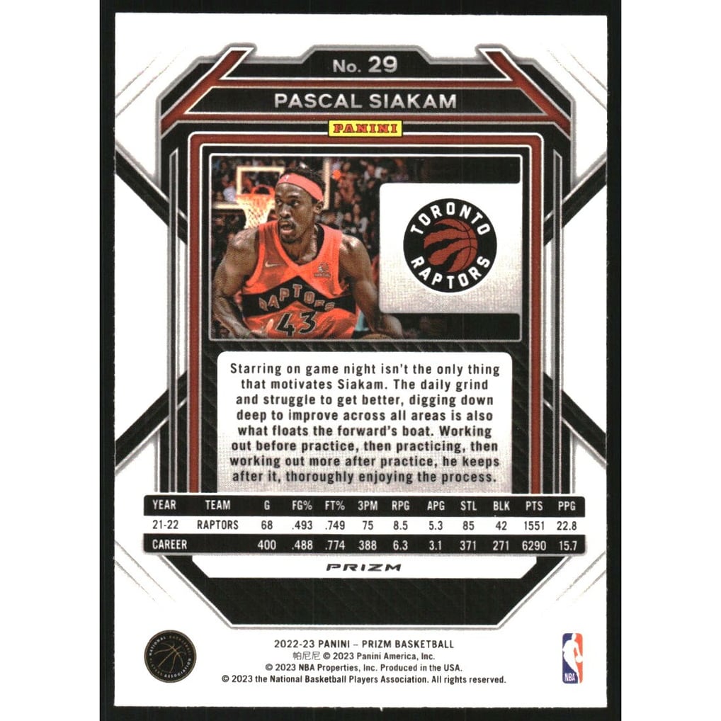 2022-23 Panini Prizm Prizms Ruby Wave #29 Pascal Siakam