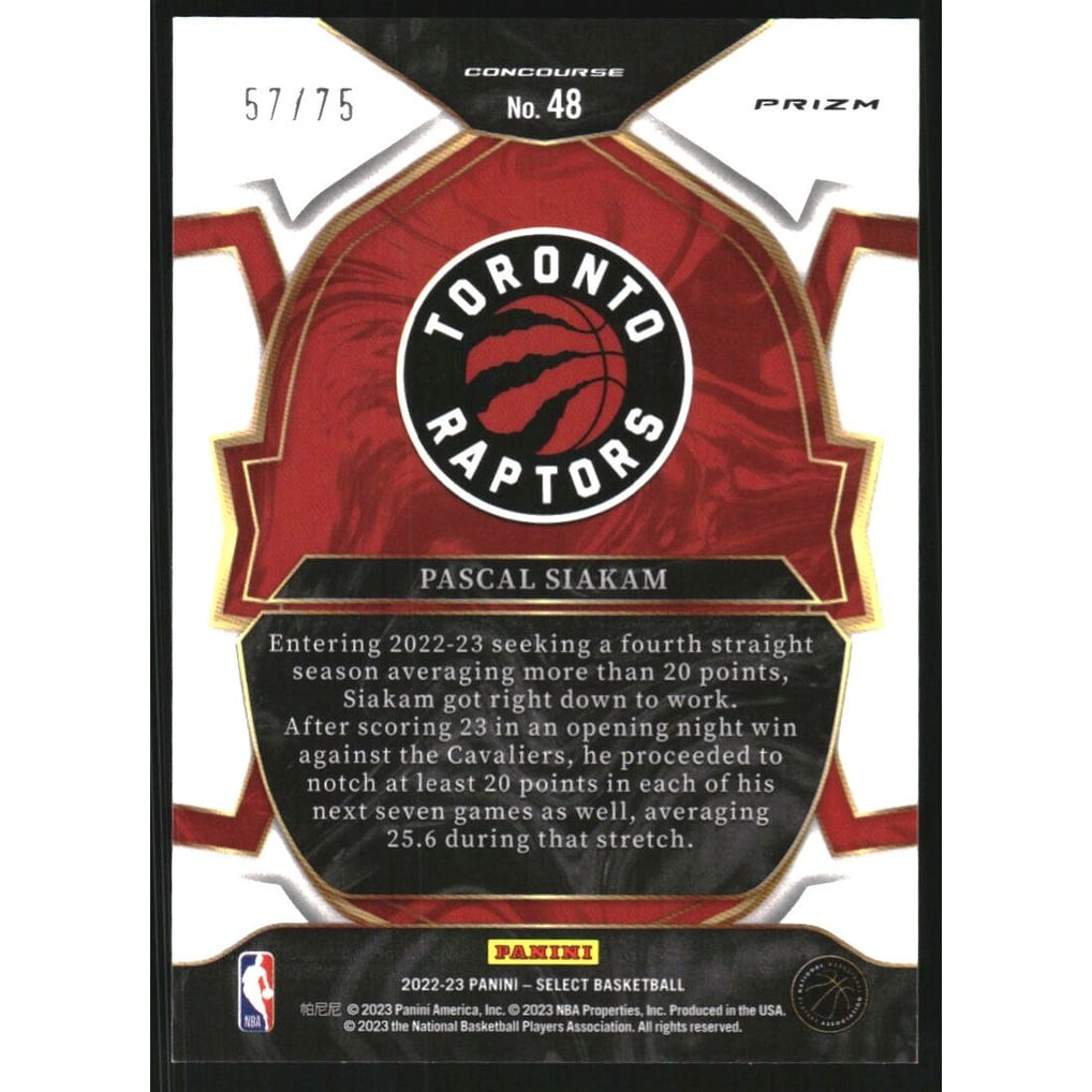 2022-23 Select Prizms White Disco #48 Pascal Siakam
