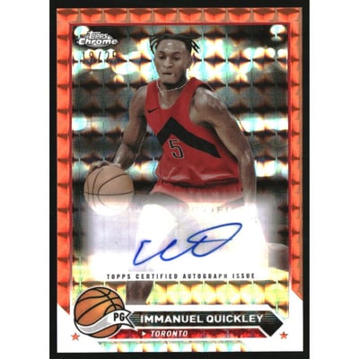 2023-24 Topps Chrome Autographs Orange Geometric Refractors #CGIQ Immanuel Quickley