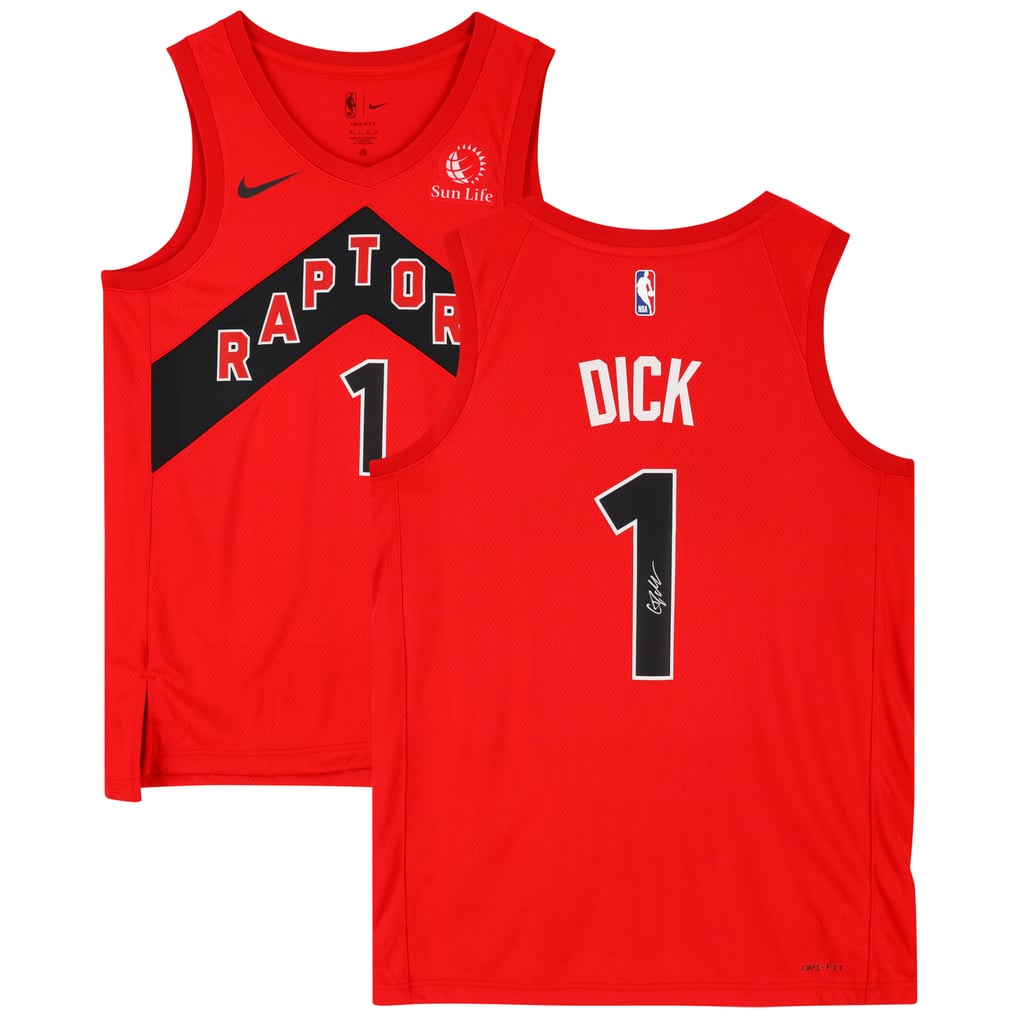 Gradey Dick Toronto Raptors Autographed Fanatics Authentic Red Nike Icon Edition Swingman Jersey 
