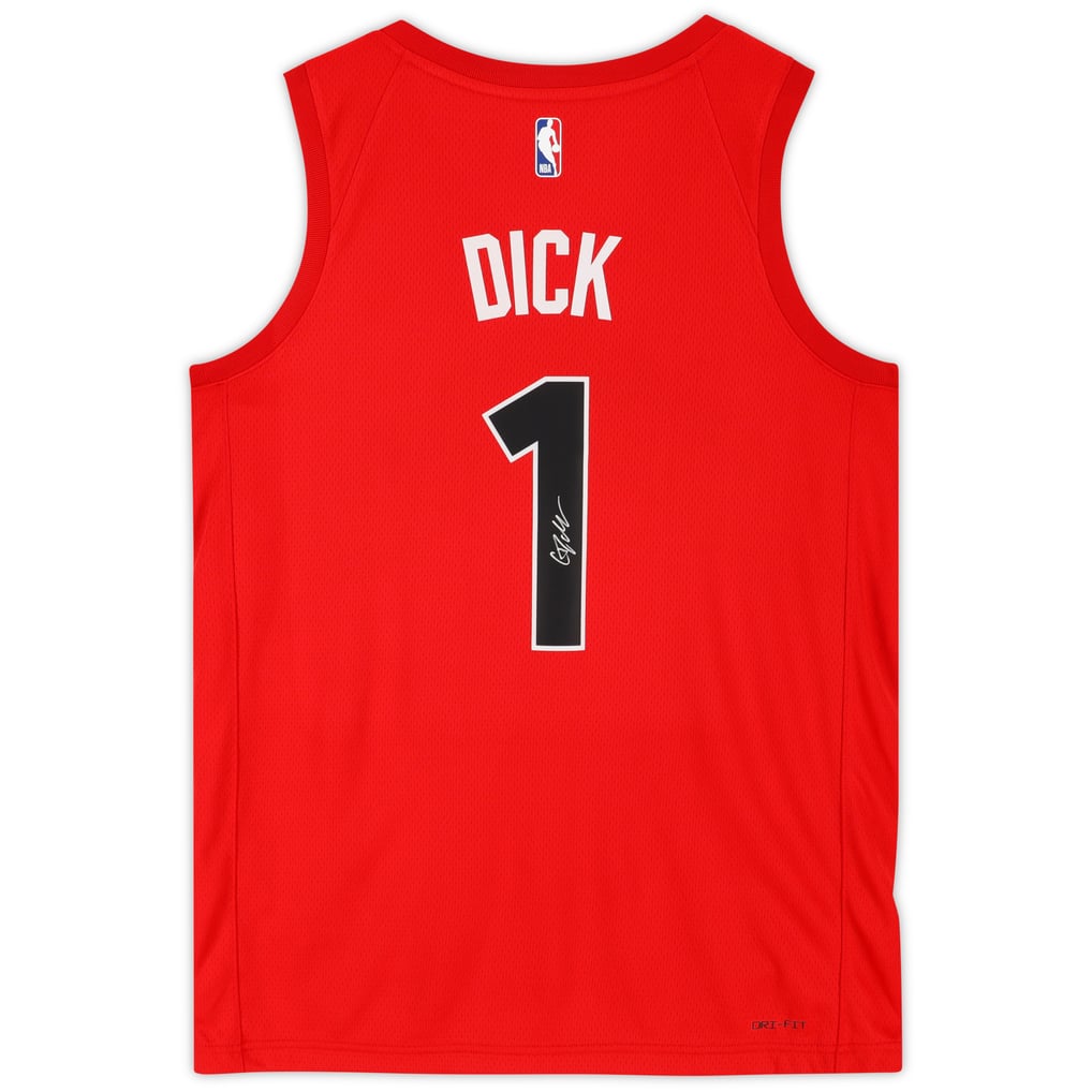 Gradey Dick Toronto Raptors Autographed Fanatics Authentic Red Nike Icon Edition Swingman Jersey 