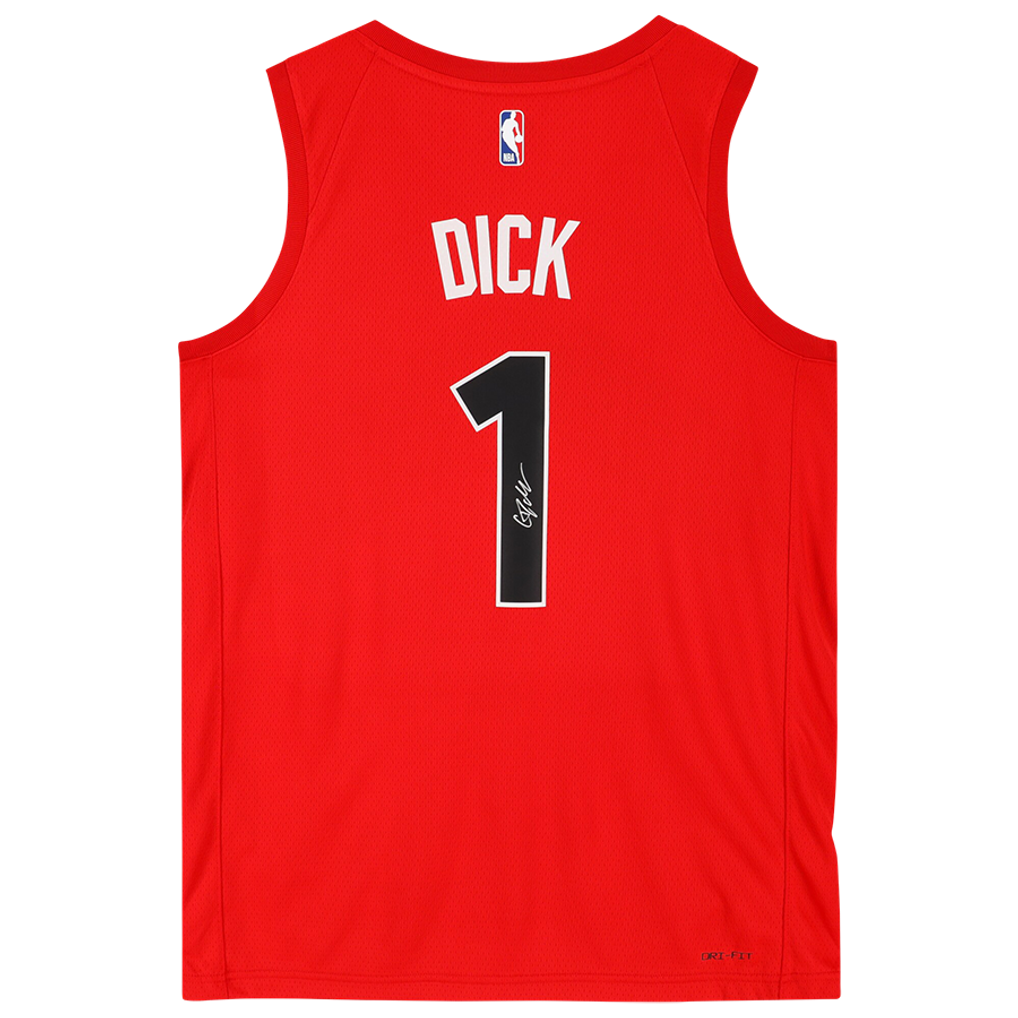 Gradey Dick Toronto Raptors Autographed Fanatics Authentic Red Nike Icon Edition Swingman Jersey 