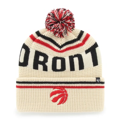 Toronto Raptors '47 Quattrle Cuffed Knit Hat with Pom - Natural