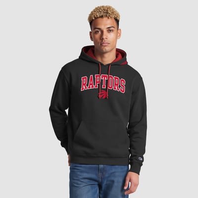  Toronto Raptors Champion Contrast Liner Pullover Hoodie - Black