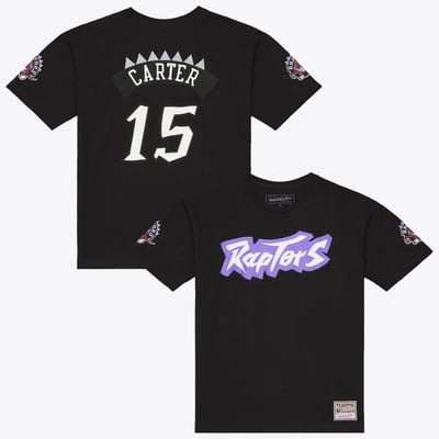 Vince Carter Toronto Raptors Mitchell & Ness Name & Number Classic T-Shirt - Black