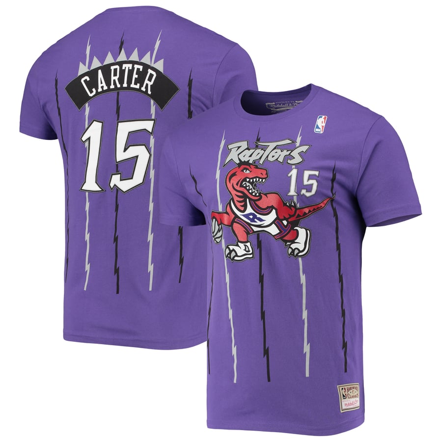 5166 Number Men's Toronto Raptors Vince Carter Mitchell & Ness Purple Hardwood ...