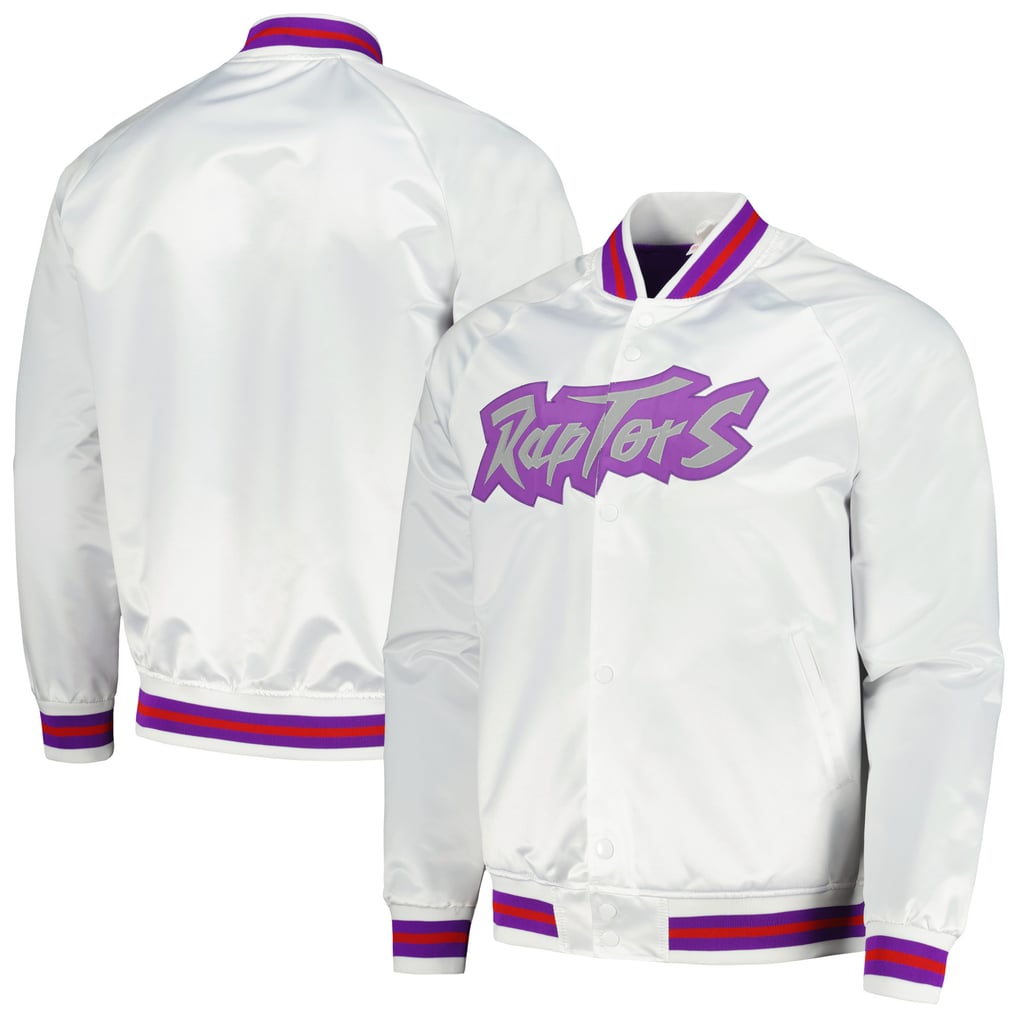 Toronto Raptors Mitchell & Ness Hardwood Classics  Throwback Wordmark Raglan Full-Snap Jacket - White