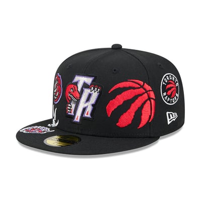 Toronto Raptors New Era Hardwood Classics Multi-Patch 59FIFTY Fitted Hat - Black
