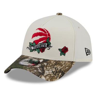  Toronto Raptors New Era Rose Banner 9FORTY A-Frame Adjustable Hat - Cream/Camo