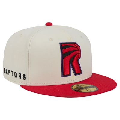 Toronto Raptors New Era Deceptor 59FIFTY Fitted Hat - Cream/Red