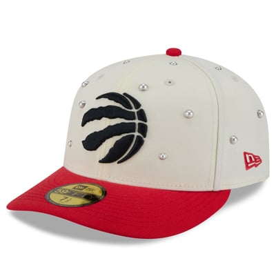 Toronto Raptors New Era Pearl 59FIFTY Fitted Hat - Cream/Red