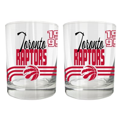 Toronto Raptors Two-Piece 12oz. Heritage Rocks Glass Set
