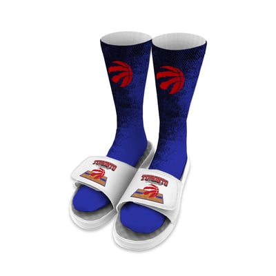 Toronto Raptors ISlide Unisex Court Collage Sock & Slide Bundle